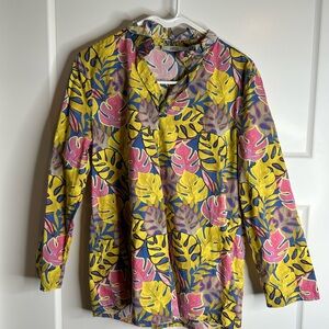 0039 Italy Womens Size Mediumlong Sleeve Floral Blouse Ruffle Collar 6273